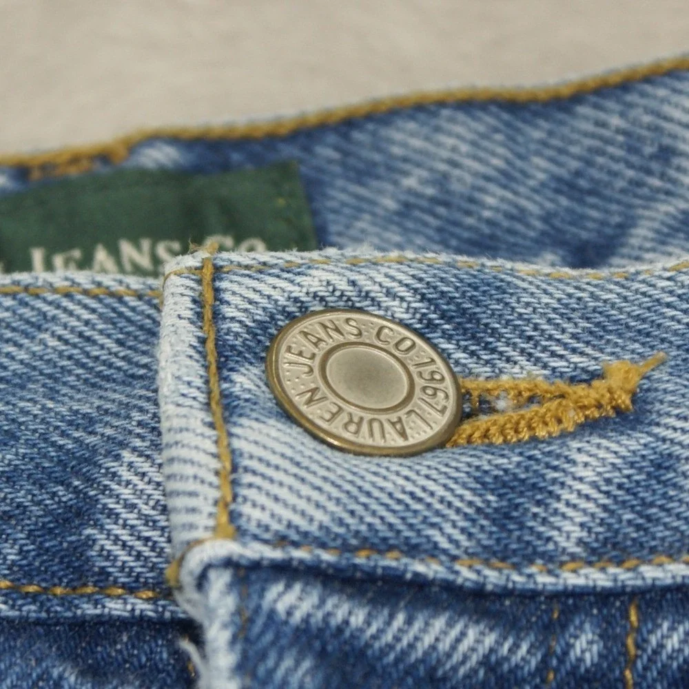 VTG Lauren Jeans Co Green Label High Rise Tapered Mom Jeans Light Wash Size 16